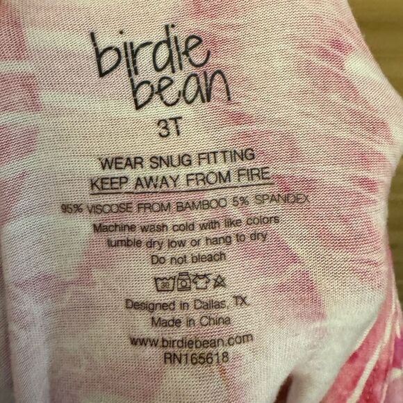 Birdie Bean Size 3T Bamboo Pink Hearts Valentine’s Day Long Sleeve Pajamas - Picture 8 of 8